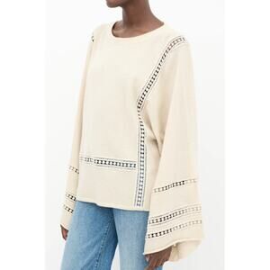 Chloé Lace-Trim Bell Sleeve Knit Top – Cream – Size S